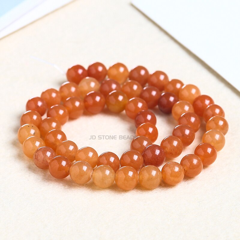 Natural Red Aventurine Jade Stone Beads Round Beads