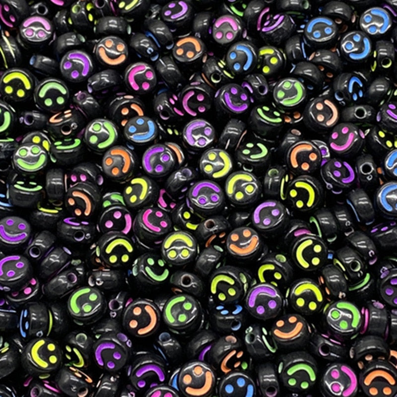 Oval Shape Acrylic Spaced Beads Smile Face Beads