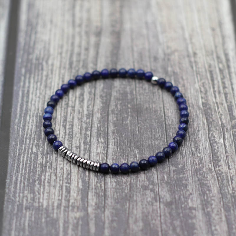 Bracelet Men Natural Volcanic Rock Tiger Eye Beaded