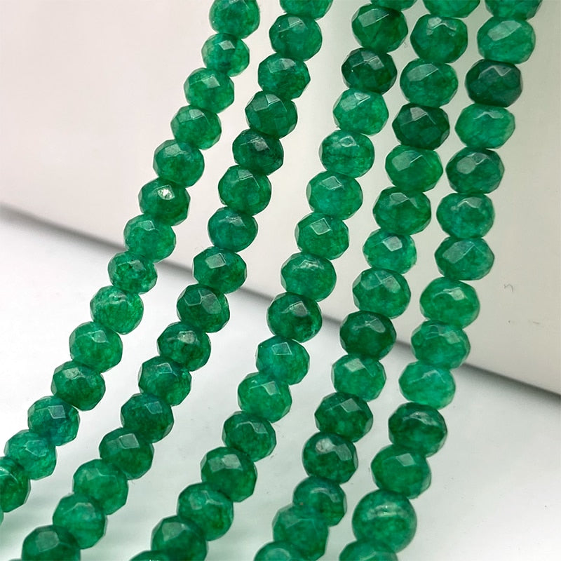 2-4mm Natural Stone Jades Faceted Flat Spacer