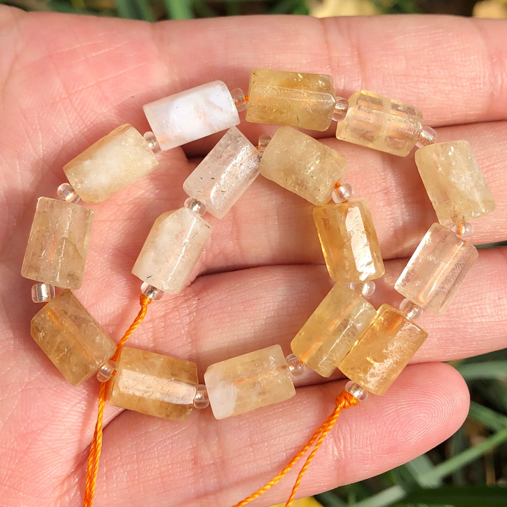 Aquamarines Jades Stone Cylinder Loose Beads