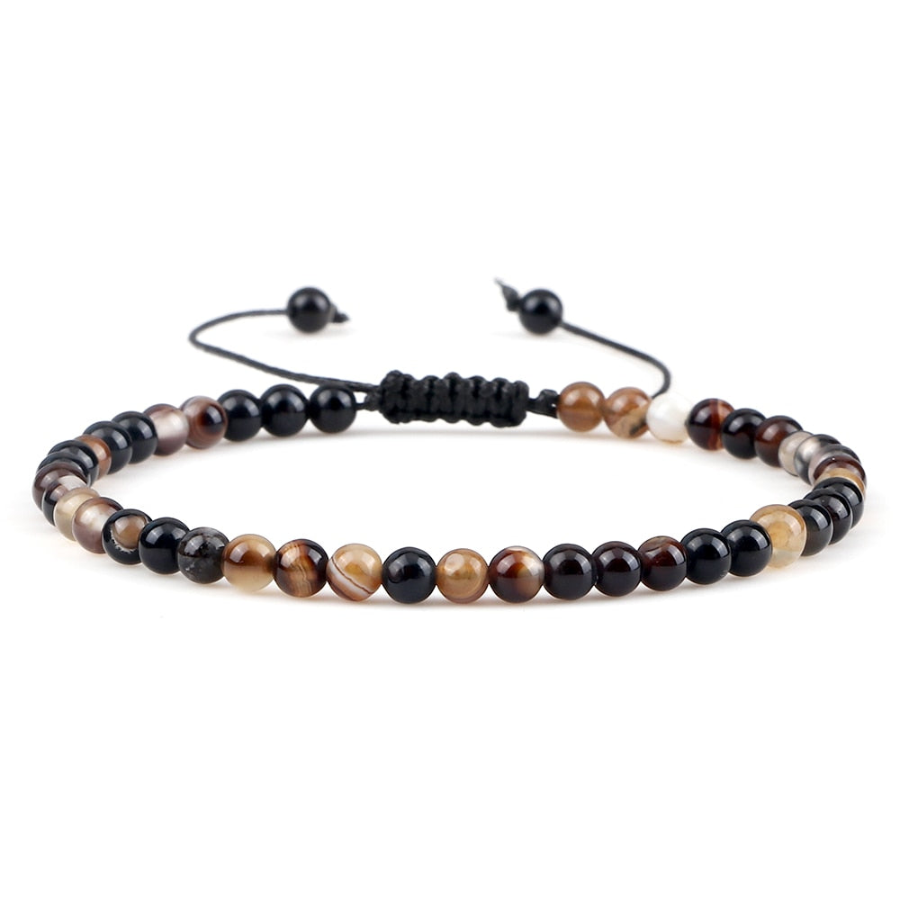 Mini Beads Bracelets for Women Men Round Agates