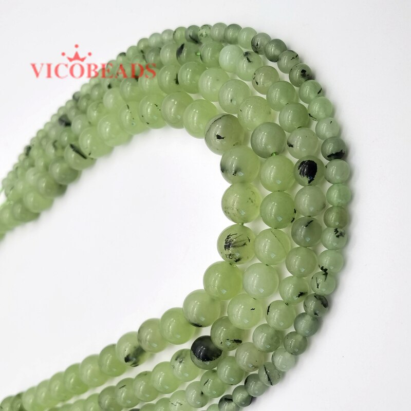 Green Prehnite Color Jades Round Loose Beads