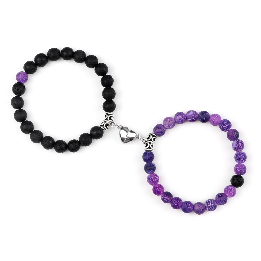 Stone Beads Bracelet for Lovers Heart Magnet Attraction