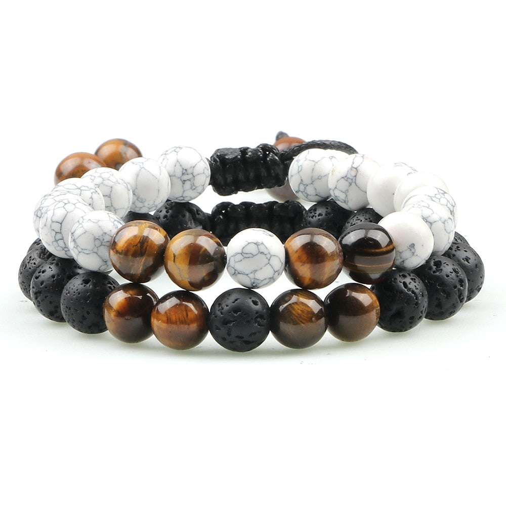 Adjustable Braided Natural Stone Beads Bracelets