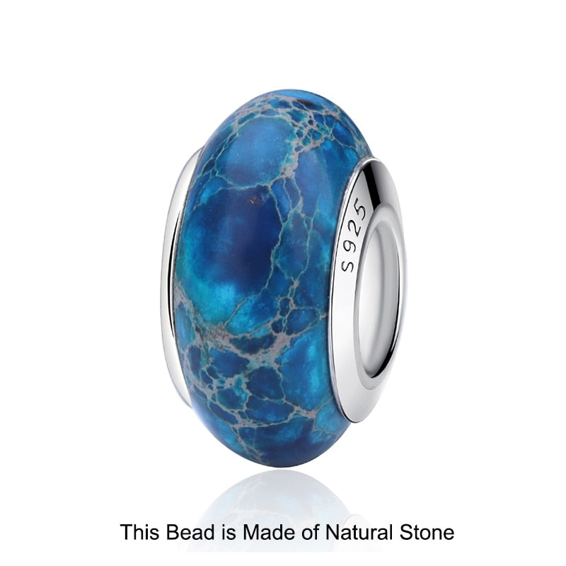 Sterling Silver Glass Bead Wood Stone Murano Flower