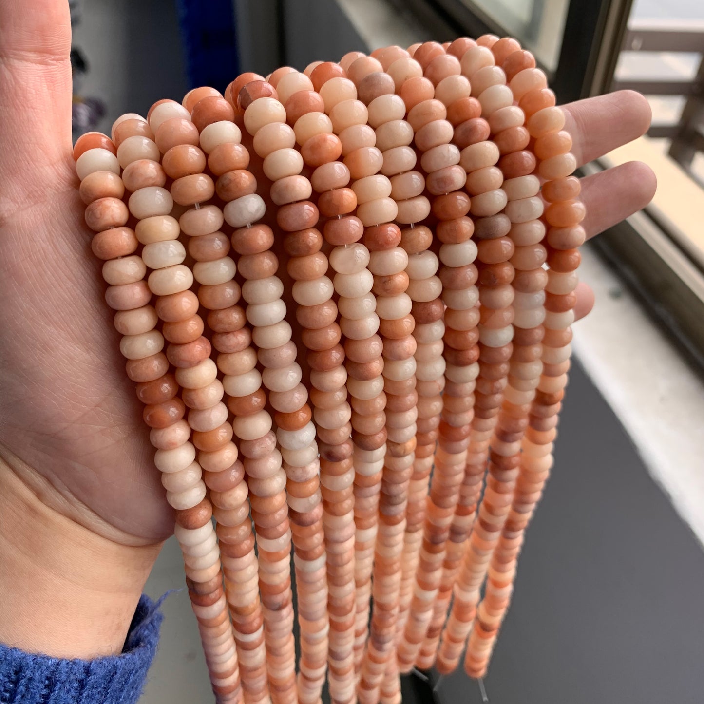 Stone Rondelle Beads Jaspers Jade Spacer Round Flat Bead