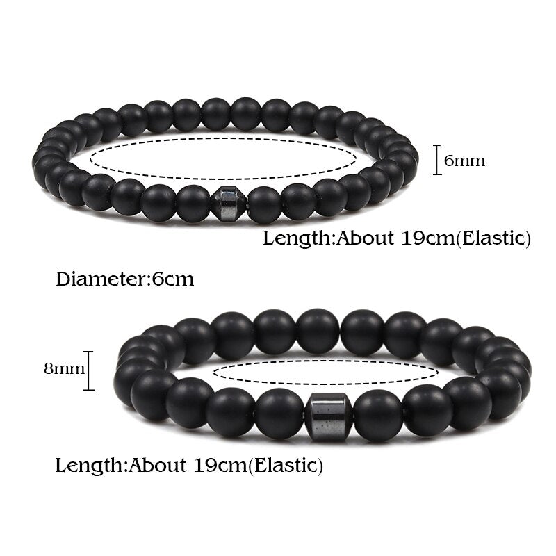 Men Natural Rock Stone Bracelet Energy Hematite