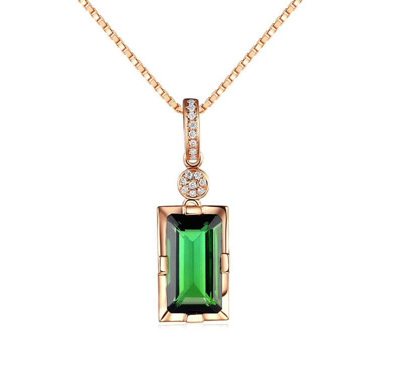 Diamond Necklace Pendant Natural Emerald jade