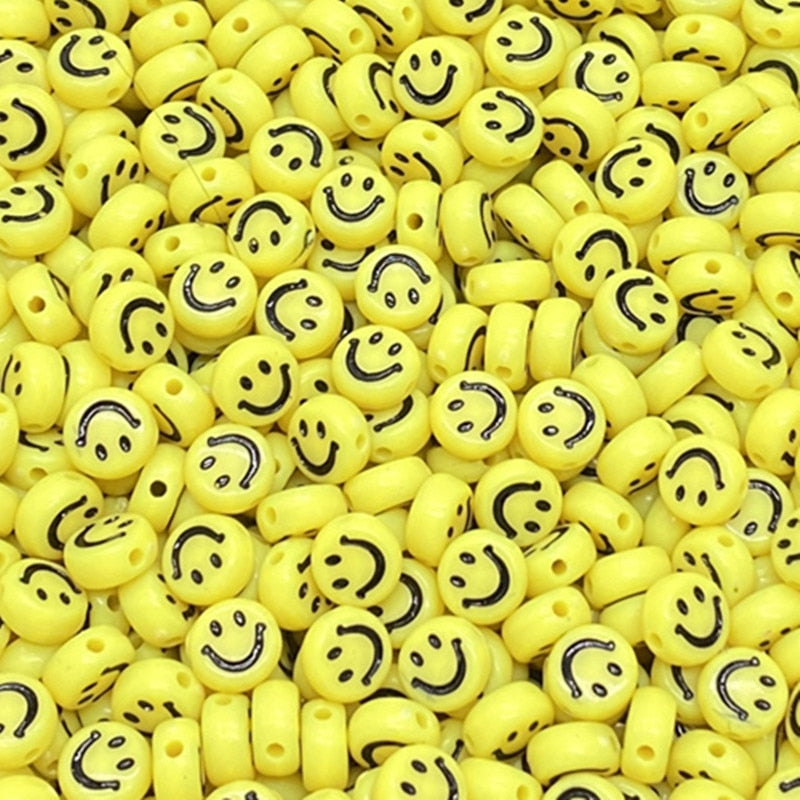 Oval Shape Acrylic Spaced Beads Smile Face Beads