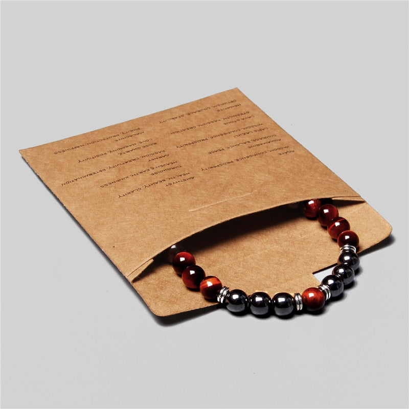 Men Bracelet Natural Hematite Tiger Eye Bead