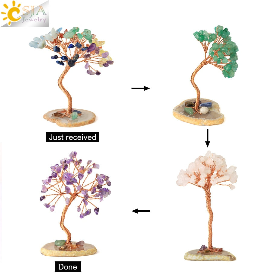 Chakras Tree of Life Decoration Rose Natural Chip Crystal