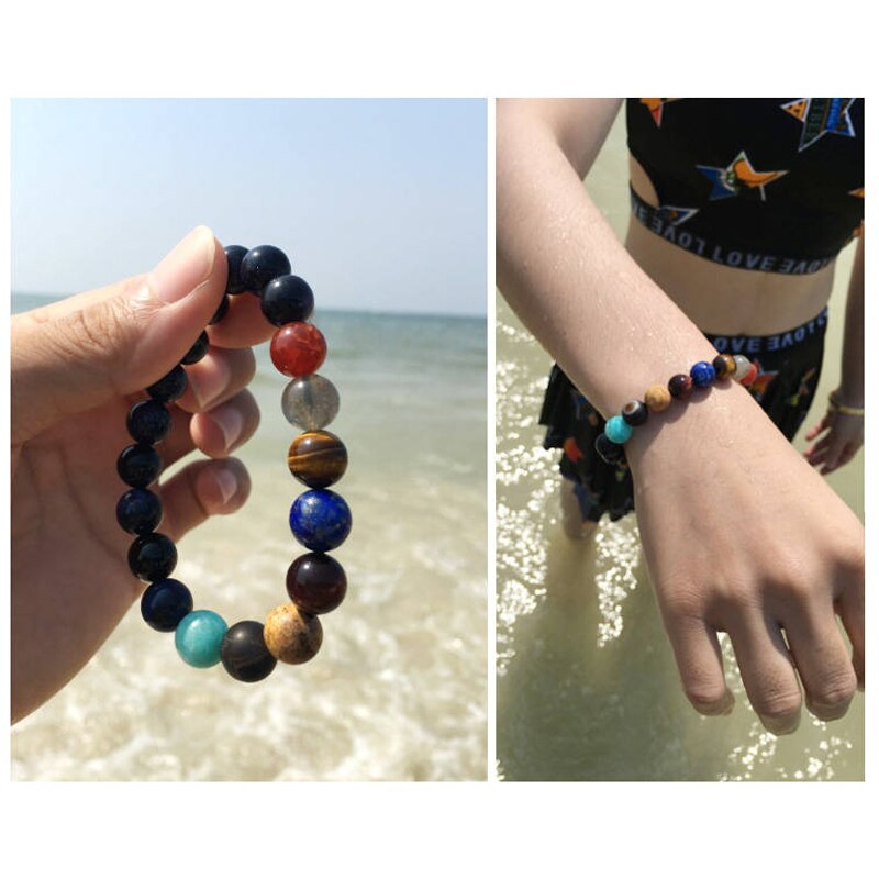 Eight Planets Bead Bracelet Men Natural Stone
