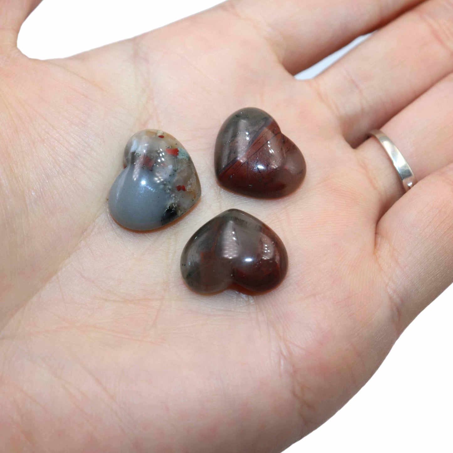 Agates Quartz Pink Jades Tiger Eye Heart Shape Stone