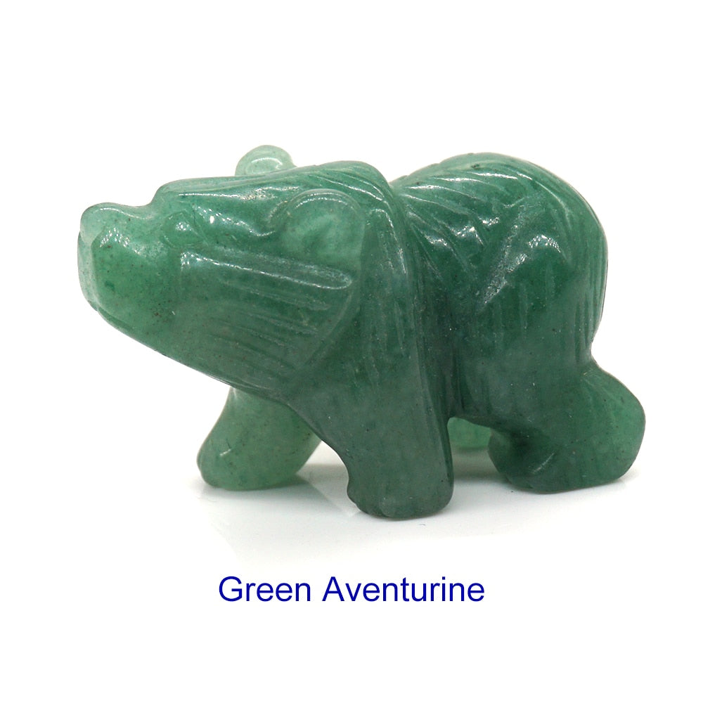 Bear Statue Natural Stone Hand Carved Figure Room