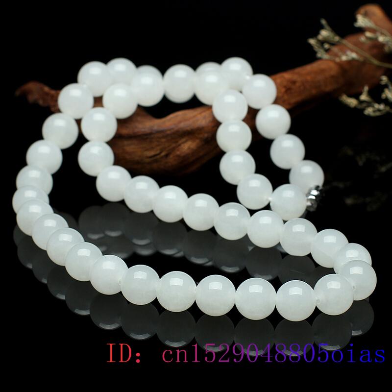 White Jade Beaded Necklace Beads Natural