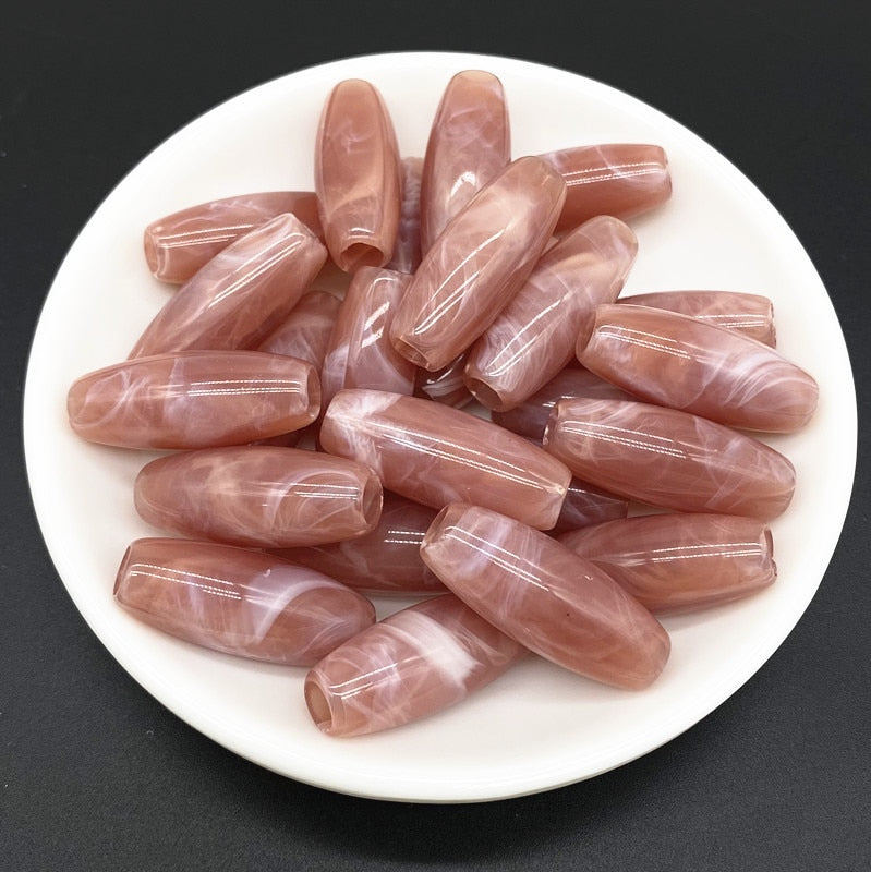 Big Hole Dzi Bead Shape Acrylic Beads Clouds Effect