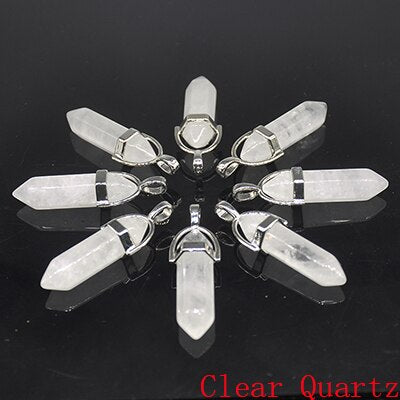 Natural Stone Hexagonal Quartz Pendulum Column Crystal