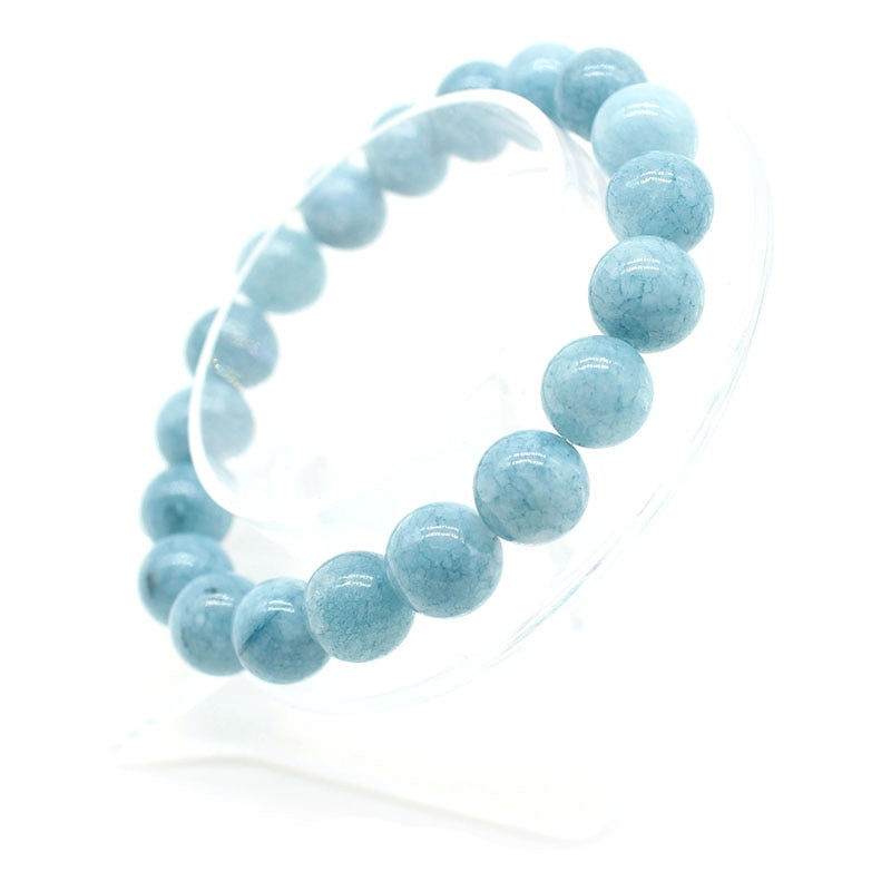 Natural Aquamarin Agat Stone Beads Bracelet