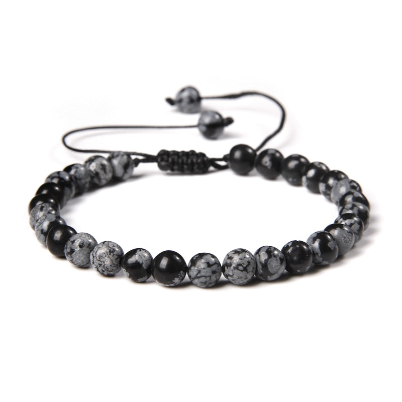 Men Bracelets Adjustable 6 mm Natural Green Jade