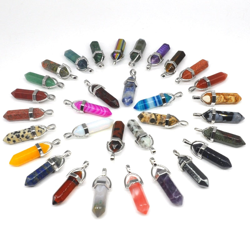 Natural Stone Hexagonal Quartz Pendulum Column Crystal