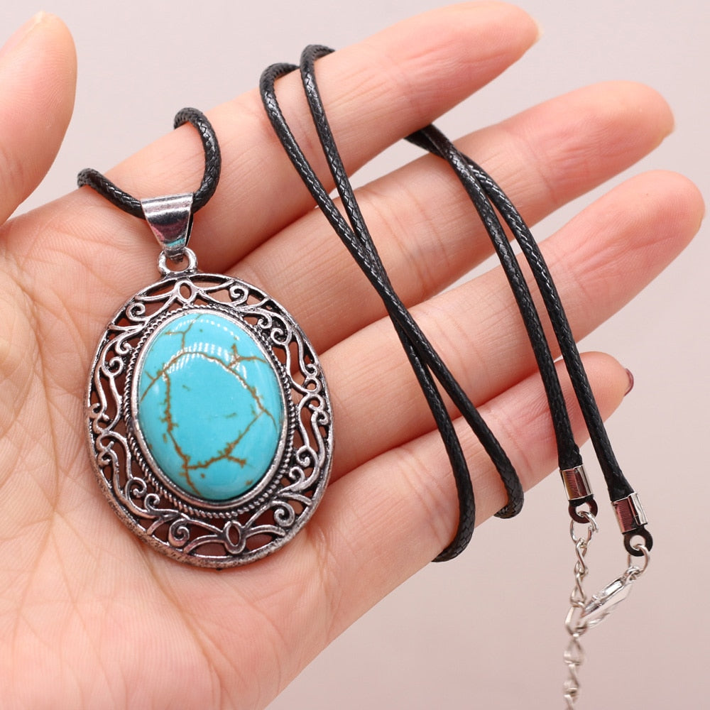 Natural Stone Necklace Water Drop Crystal