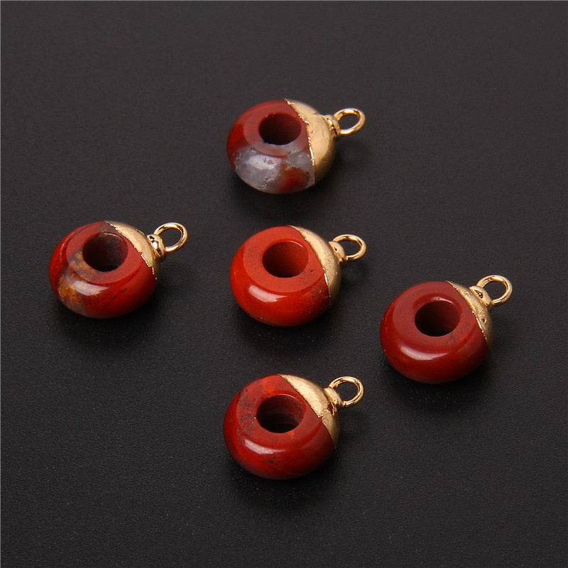 Big Hole Round Stone Beads Charms Jades