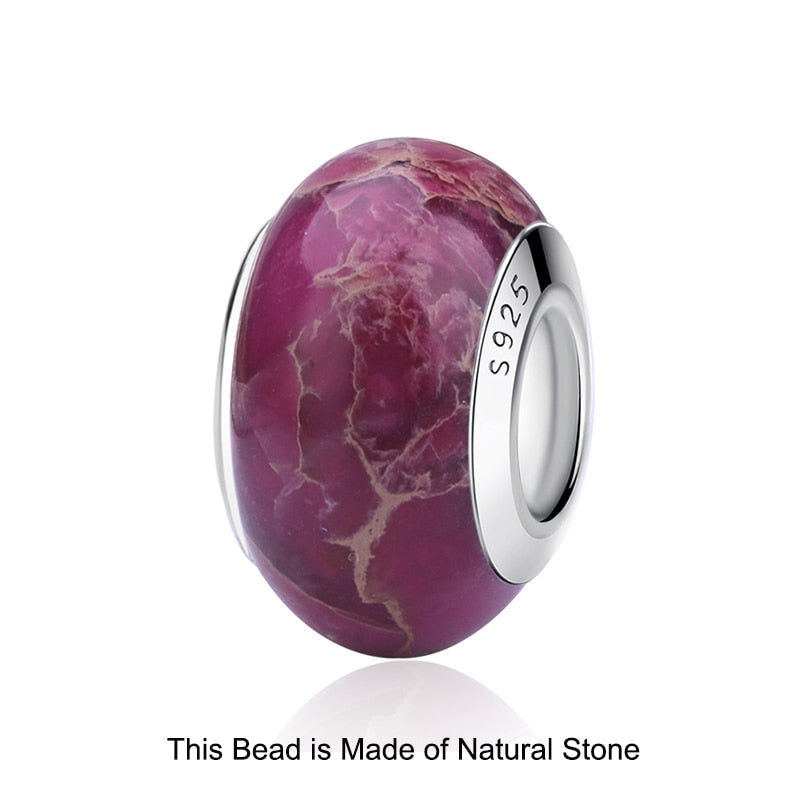 Sterling Silver Glass Bead Wood Stone Murano Flower