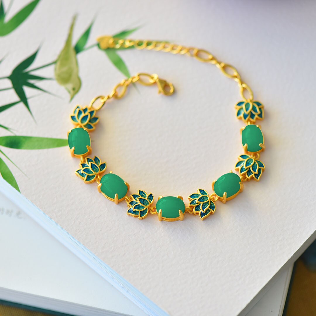 Ancient Gold Craftsmanship Hetian Jade Lotus