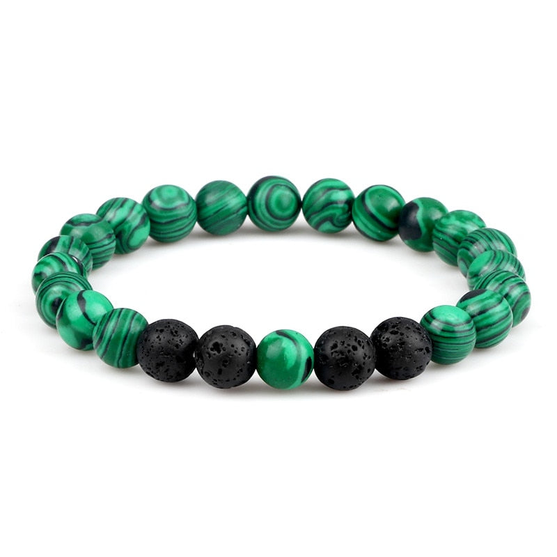 Couples Beaded Bracelet 8mm Natural Black Lava