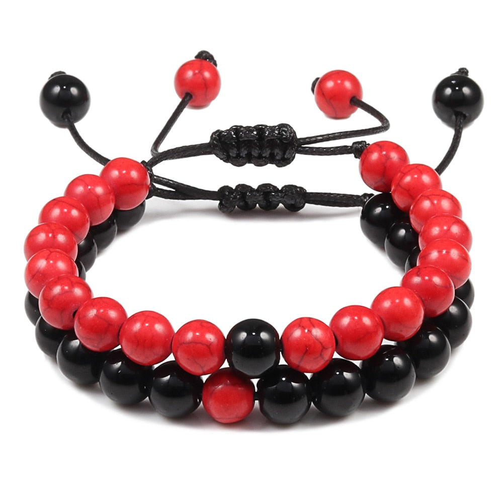 Braided Bracelets Men Natural Stone Lava Bead