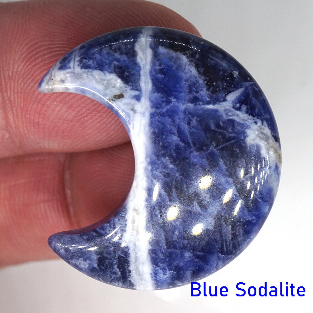 Moon Shaped Statue Natural Crystal Stone Colorful