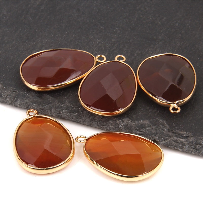 Double Sided Faceted Natural Stone Slice Charm