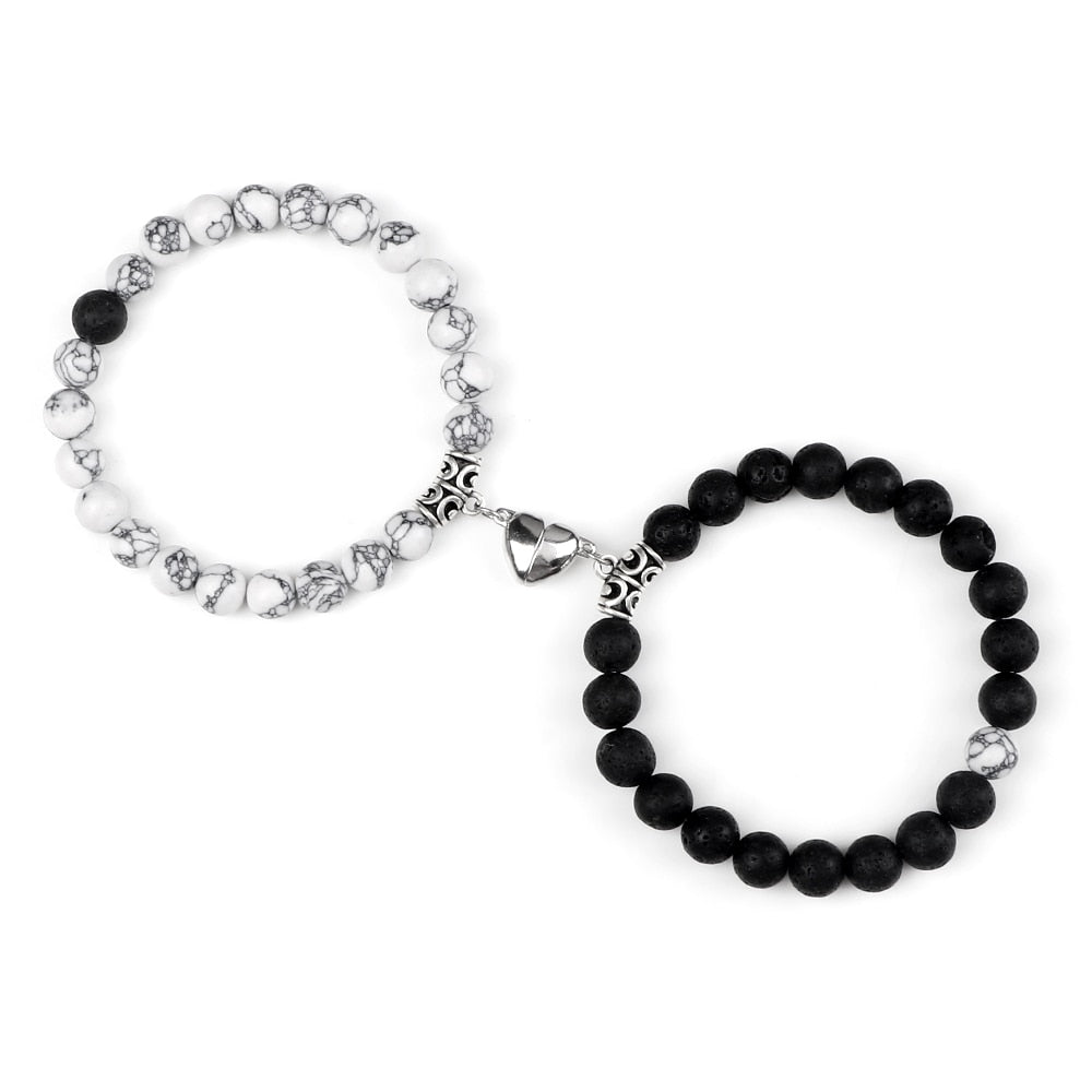 Stone Beads Bracelet for Lovers Heart Magnet Attraction