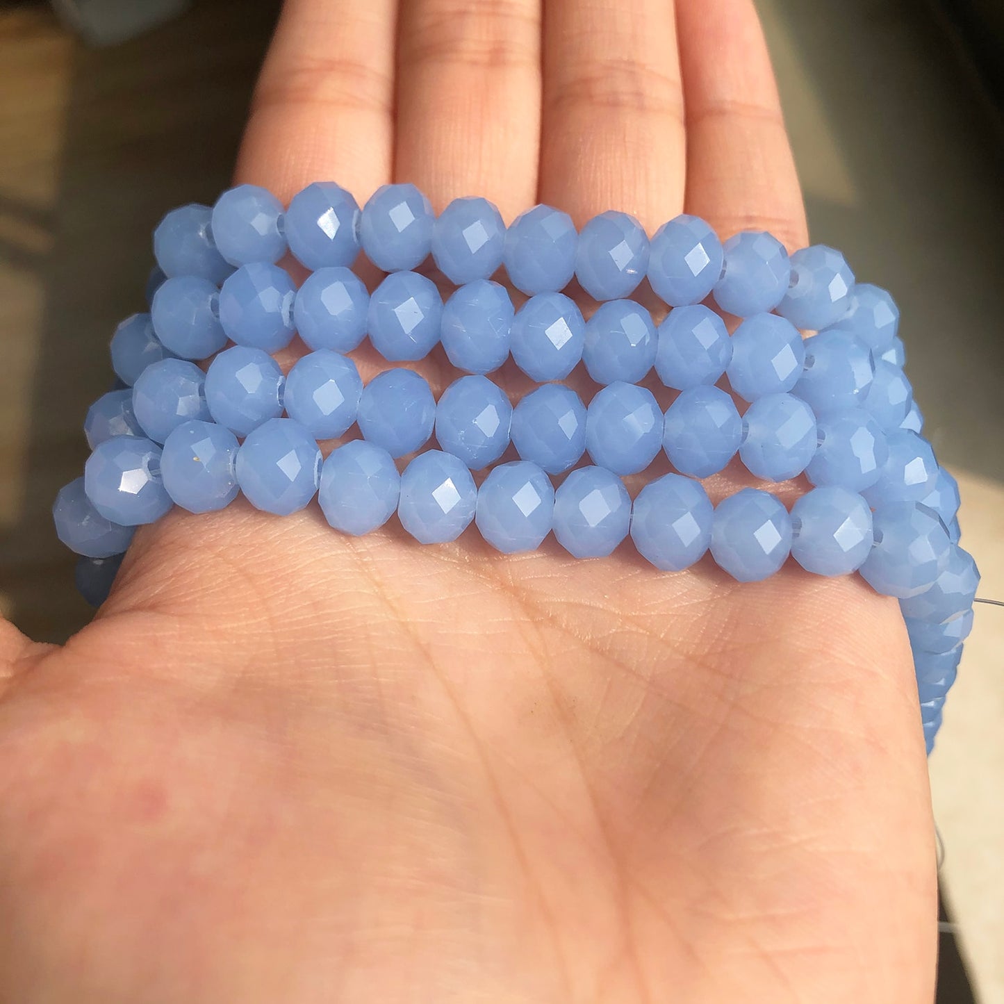 Natrual Stone Abacus Faceted Blue Jades Rondelle