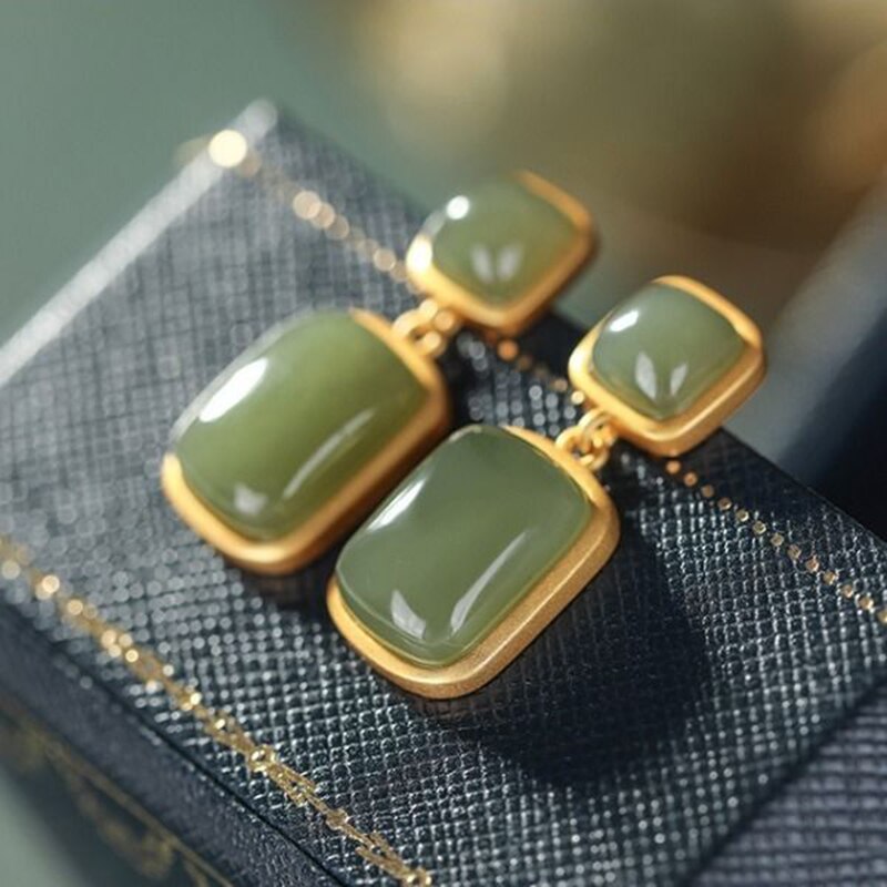 Classical Gentle Natural Hotan White Jade Inlaid Double Stone