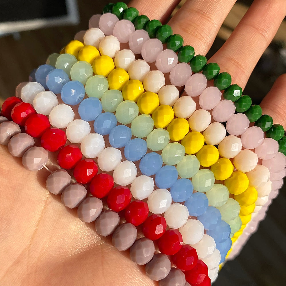 Multicolor Czech Glass Jades Beads Faceted