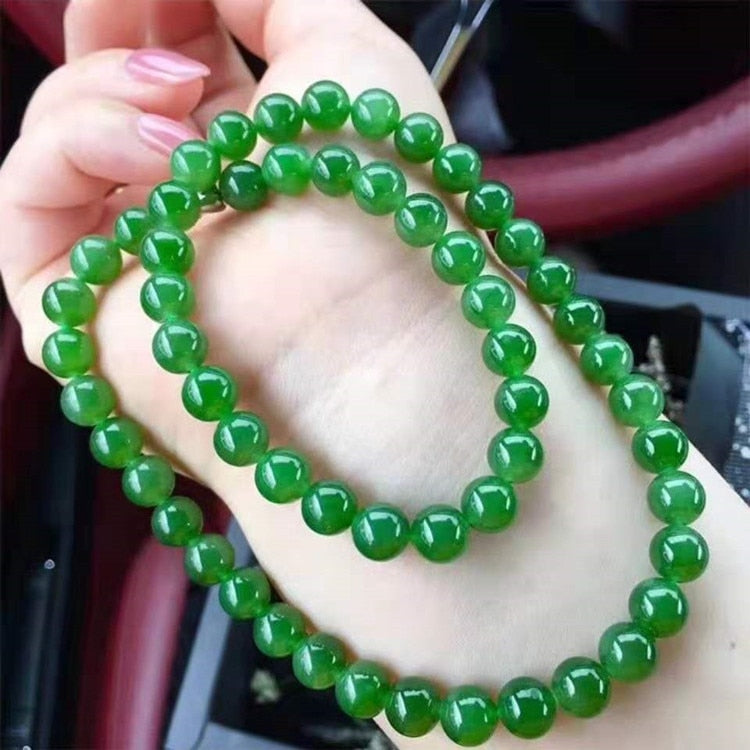 Genuine Natural Green Jade Beaded Necklace