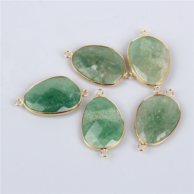 Double Sided Faceted Natural Stone Slice Charm