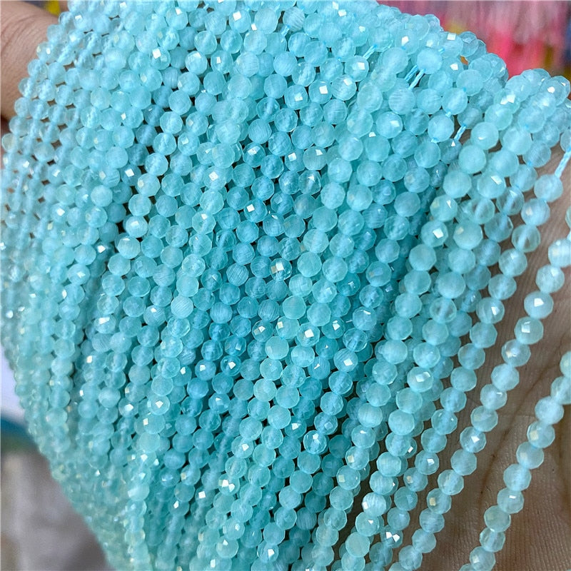 Natural Stone Beads Blue Quartzs Crystal Turquois