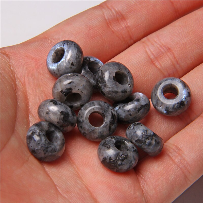Stone Charms Pendant Spacer Round Big Hole Beads
