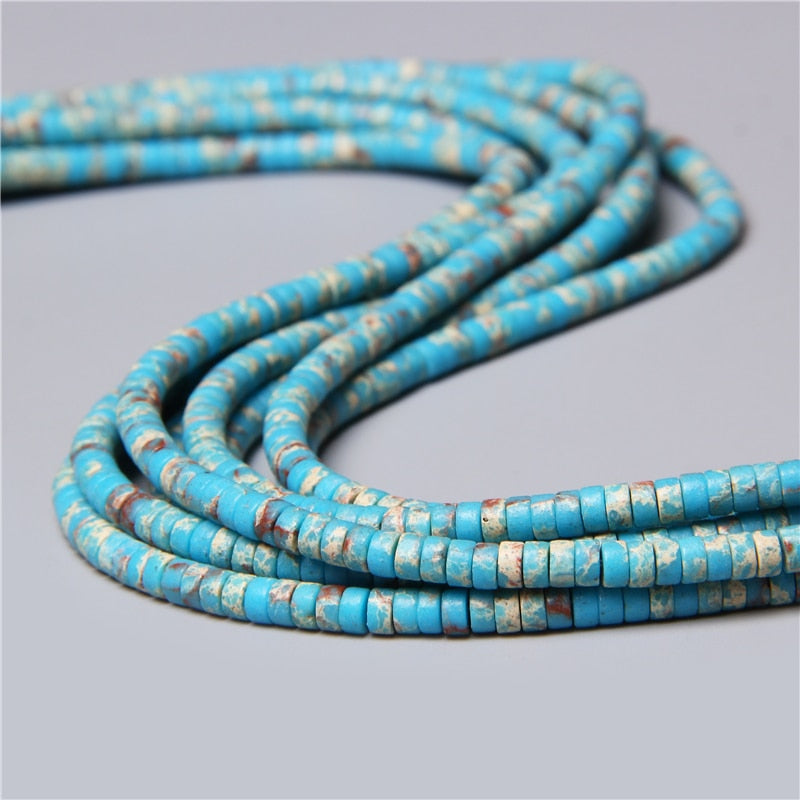 Natural Rondelle Stone Beads Flat Round Jaspers