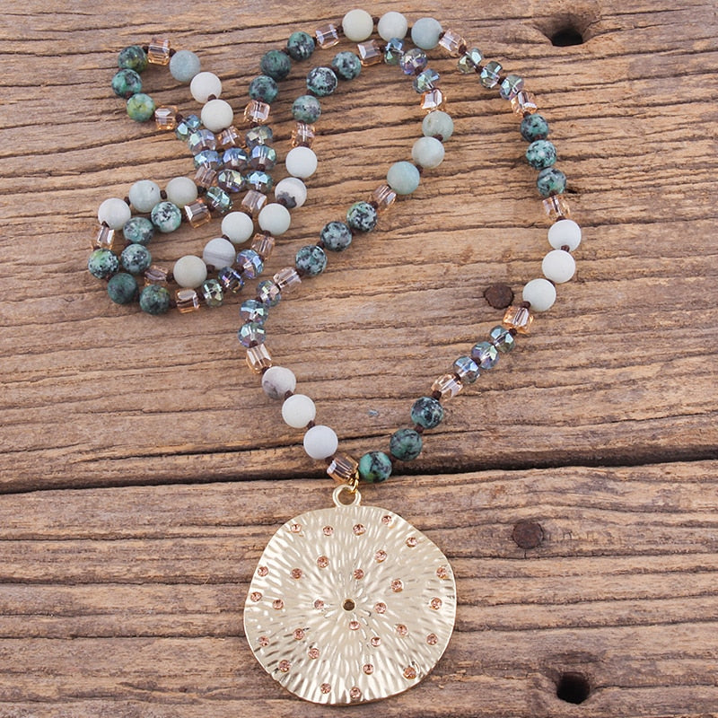 Fashion Bohemian Jewelry Natural Stones With Glass