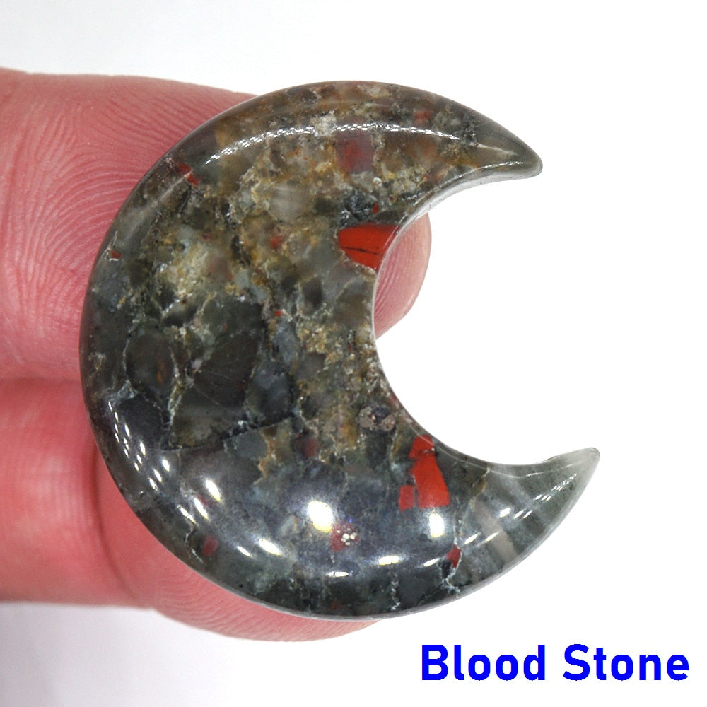 Moon Shaped Statue Natural Crystal Stone Colorful