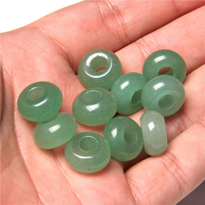 Stone Charms Pendant Spacer Round Big Hole Beads