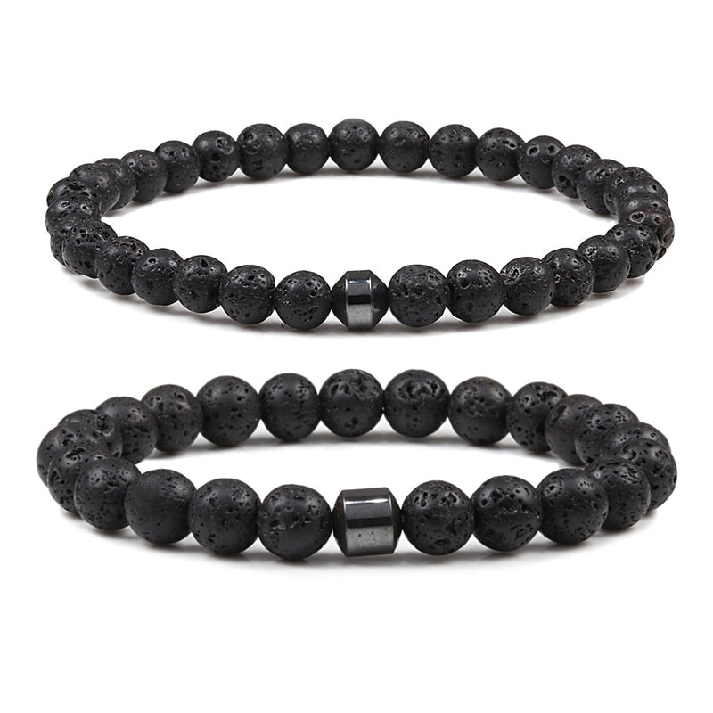 Men Natural Rock Stone Bracelet Energy Hematite