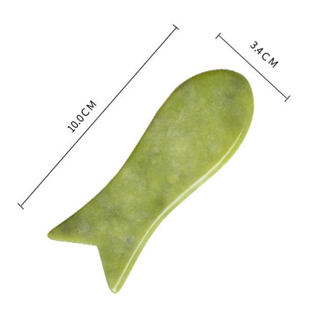 Green Jade Gua Sha Natural Stone Smooth Cold