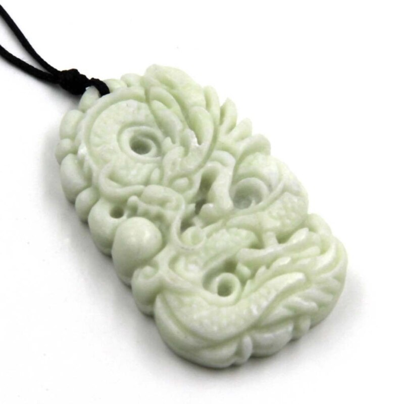 Natural White jade Dragon Phoenix Pendant