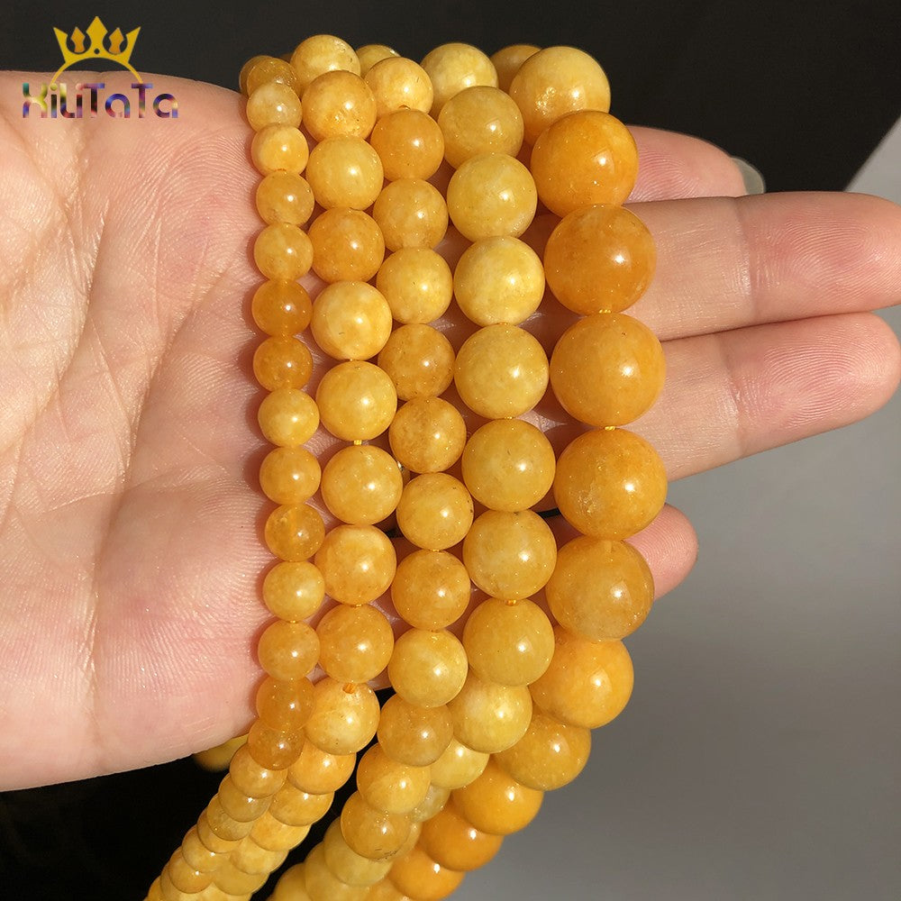Yellow Cloud Persia Chalcedony Jades Stone Beads