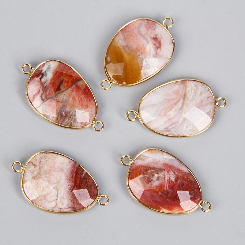 Double Sided Faceted Natural Stone Slice Charm